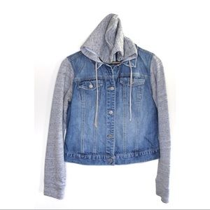 MUDD Vintage Distressed Denim Hooded Jacket L